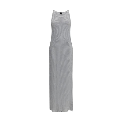 PINKO Metallic gebreide lange jurk