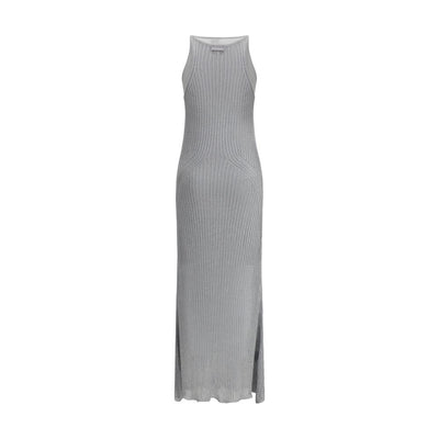 PINKO Metallic gebreide lange jurk