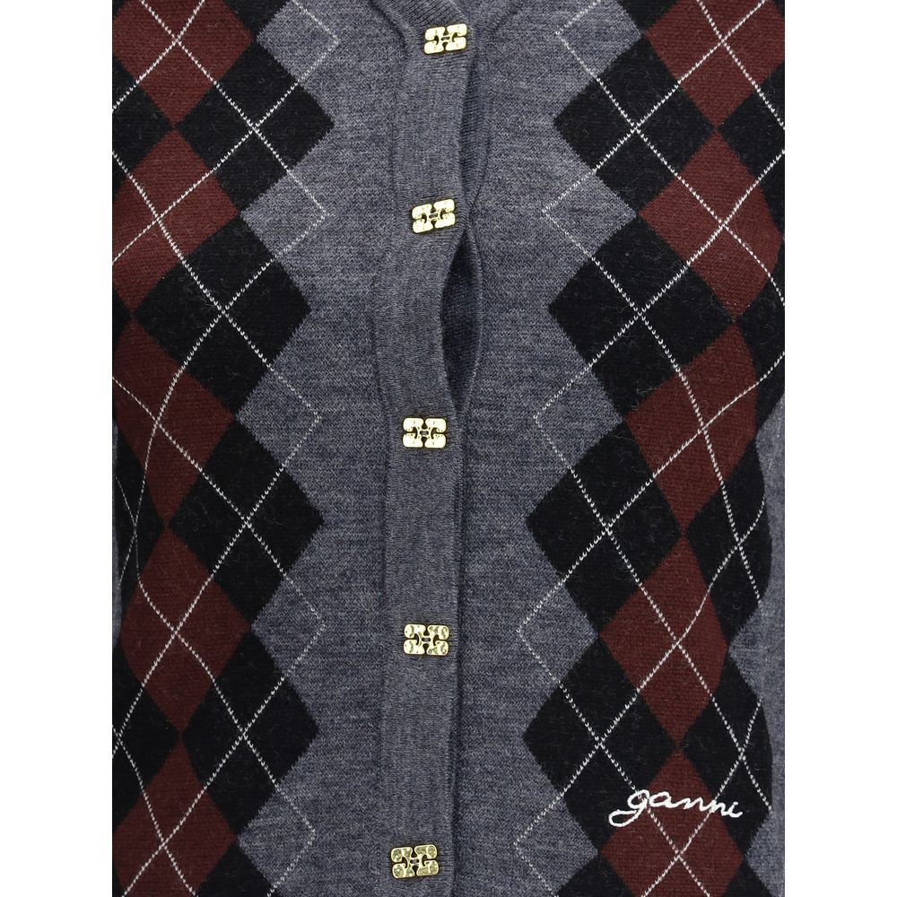 Cardigan à carreaux Ganni
