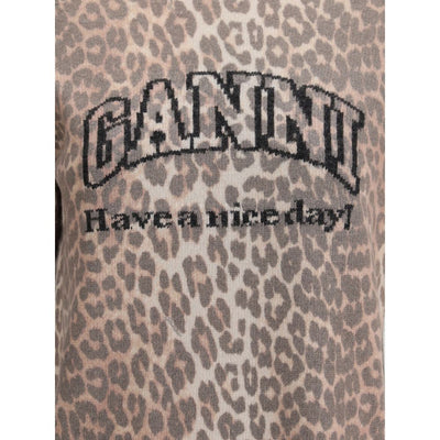 Ganni Leopard print short sleeve Sweater