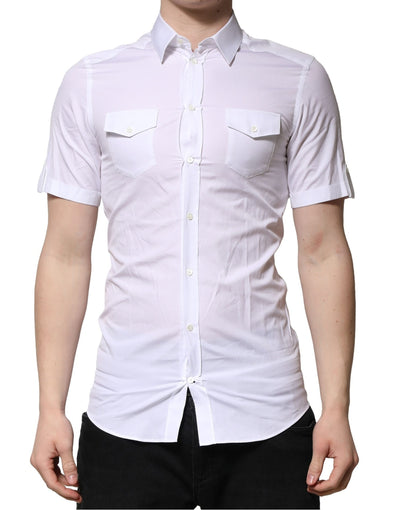 Chemise décontractée à manches courtes en coton blanc Dolce &amp; Gabbana