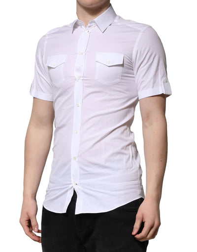 Chemise décontractée à manches courtes en coton blanc Dolce &amp; Gabbana