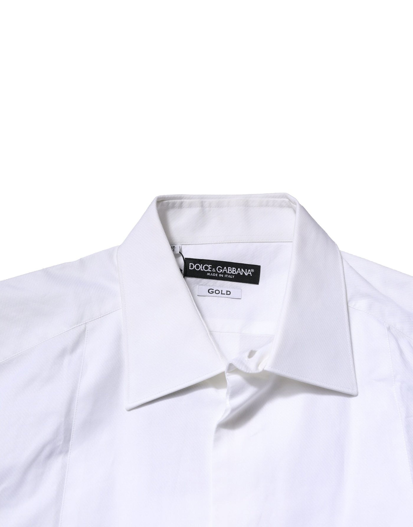 Dolce &amp; Gabbana Wit Bib Katoenen Poplin GOUD Heren Formeel Overhemd