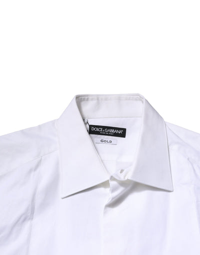 Dolce &amp; Gabbana Wit Bib Katoenen Poplin GOUD Heren Formeel Overhemd