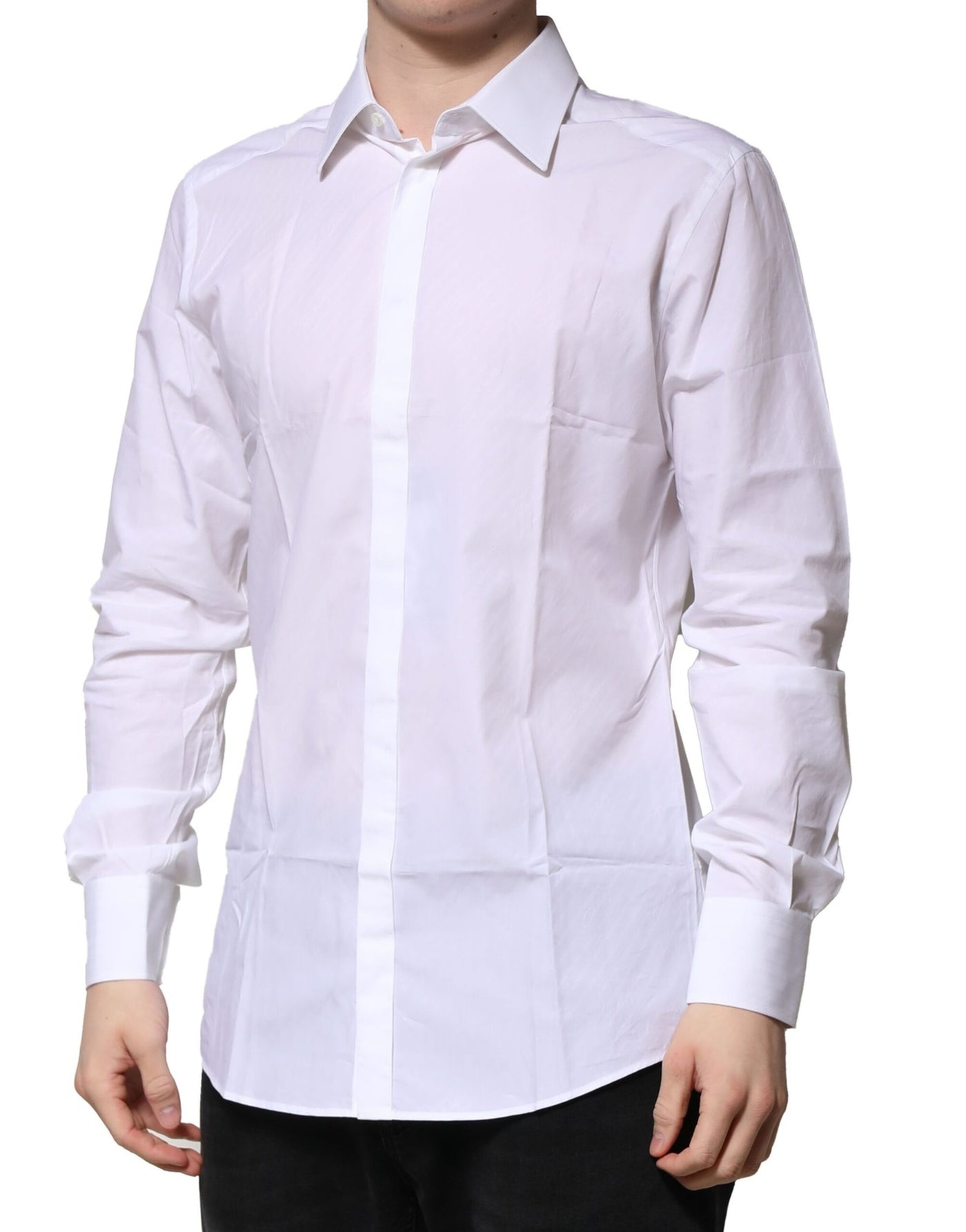 Dolce &amp; Gabbana Witgouden Lange Mouwen Heren Formele Overhemd