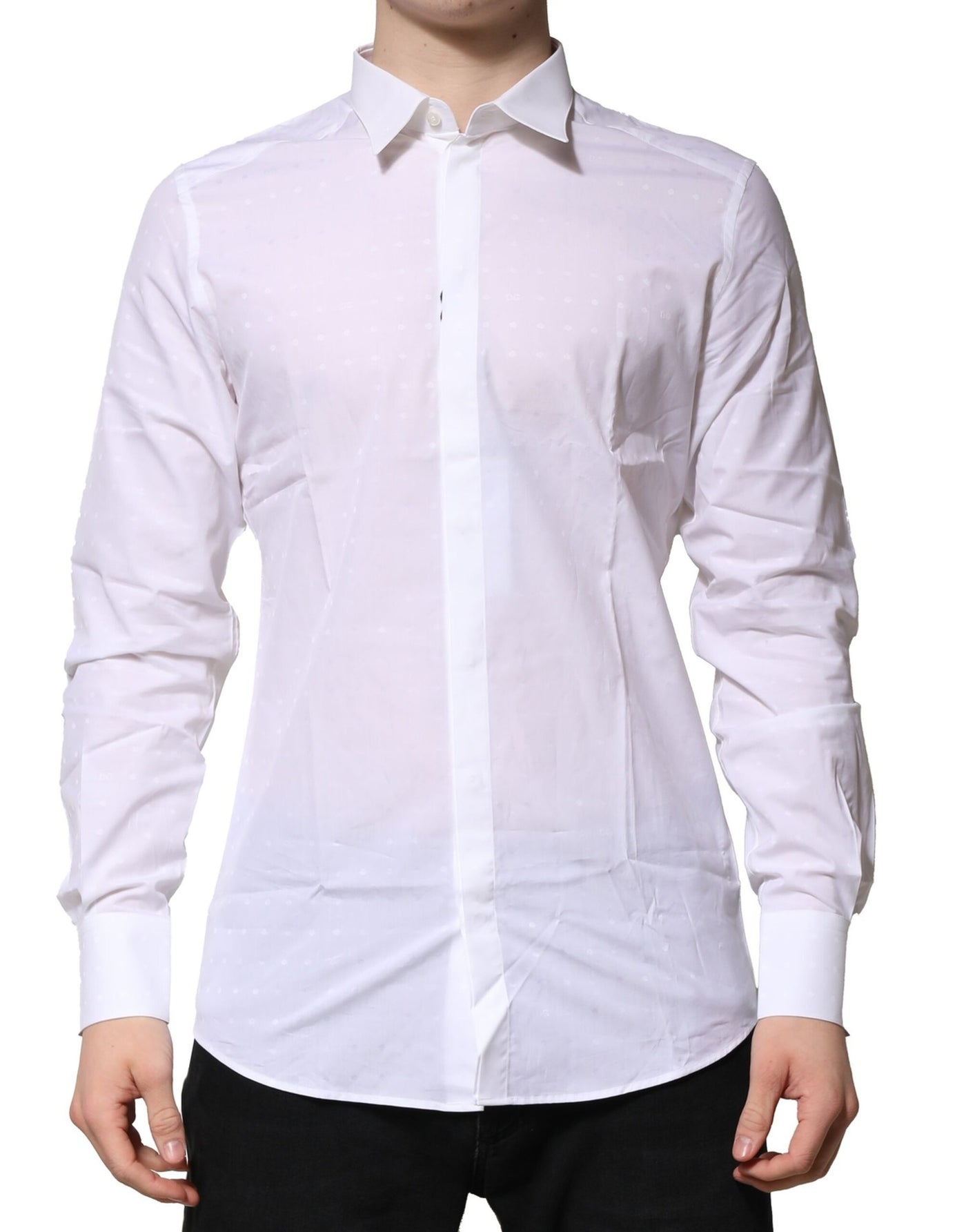 Dolce &amp; Gabbana Wit Katoenen GOUDEN Overhemd met Lange Mouwen