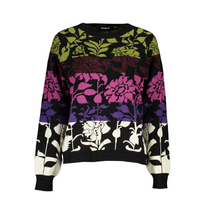 Desigual Chic Zwarte Trui met Lange Mouwen en Contrasterende Details