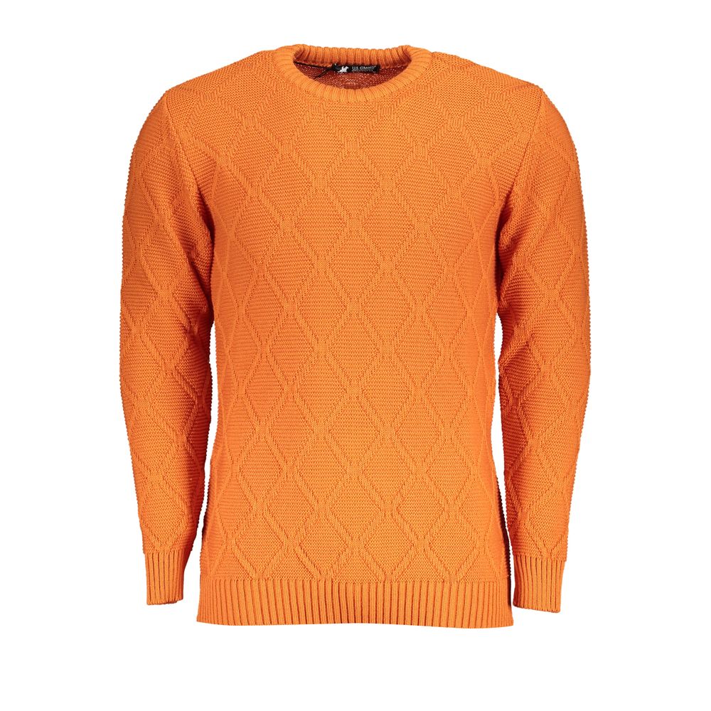 US Grand Polo oranje trui met ruitpatroon en ronde hals