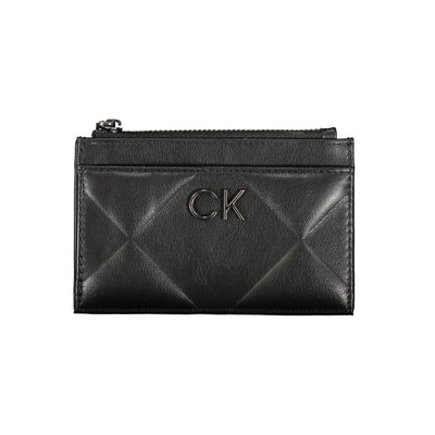 Calvin Klein Strakke zwarte portemonnee met rits en contrasterende details