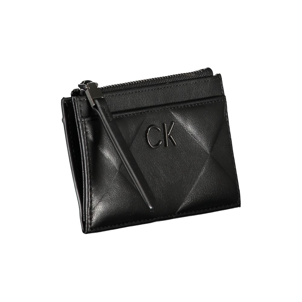 Calvin Klein Strakke zwarte portemonnee met rits en contrasterende details