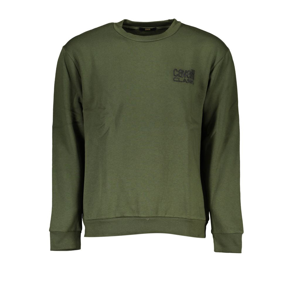 Pull ras du cou brodé vert Cavalli Class Chic
