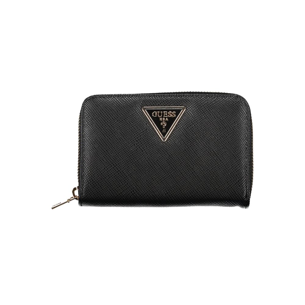 Guess Jeans Chic Zwarte Portemonnee met Meerdere Vakken