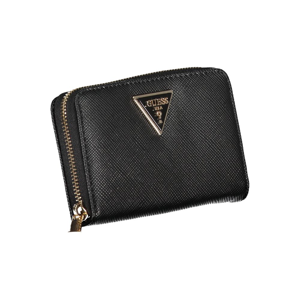 Guess Jeans Chic Zwarte Portemonnee met Meerdere Vakken