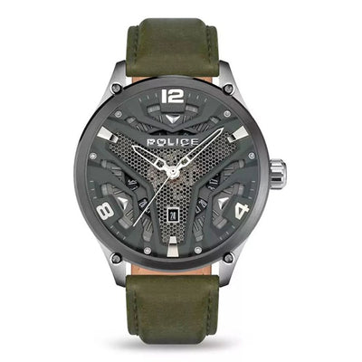 Police Green Leather Watch