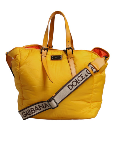 Dolce &amp; Gabbana Geel Oranje Nylon Logo Plaque Hand Schoudertas