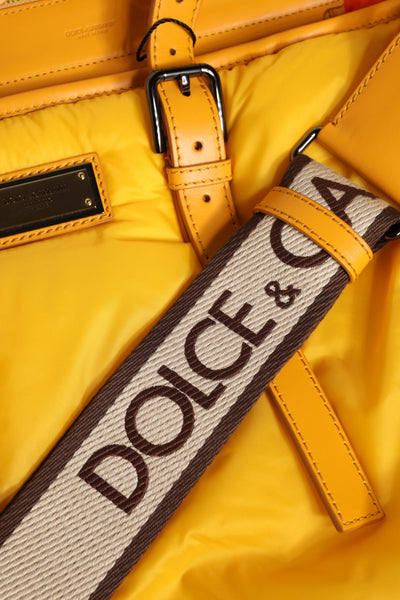 Dolce &amp; Gabbana Geel Oranje Nylon Logo Plaque Hand Schoudertas