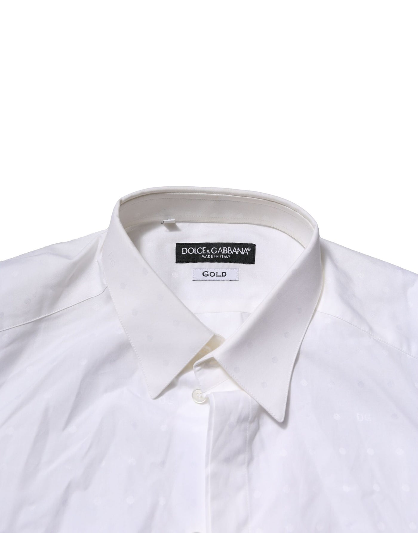 Dolce &amp; Gabbana Wit Katoenen GOUDEN Overhemd met Lange Mouwen
