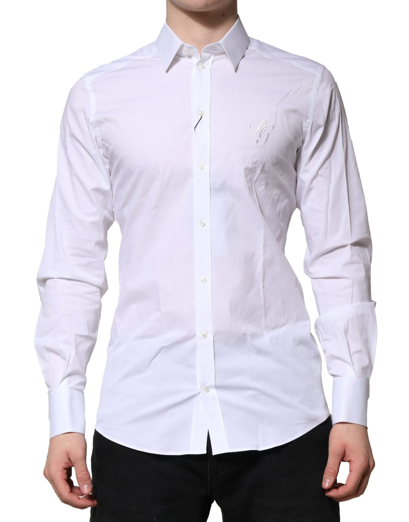 Dolce &amp; Gabbana Wit Katoenen GOUDEN Overhemd met Lange Mouwen