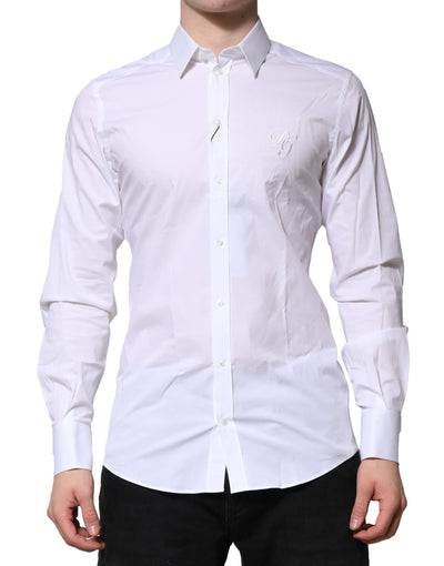 Dolce &amp; Gabbana Wit Katoenen GOUDEN Overhemd met Lange Mouwen