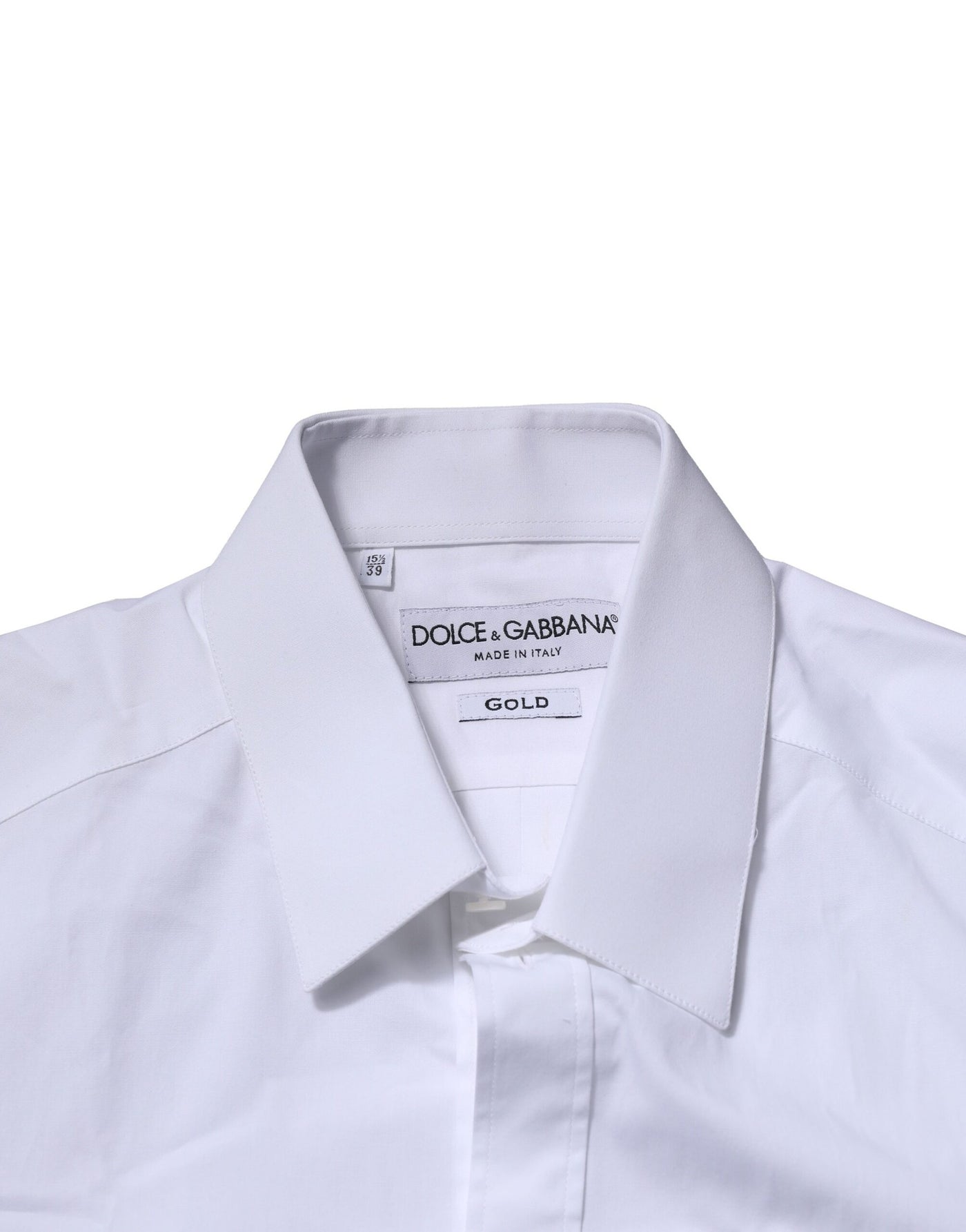 Dolce &amp; Gabbana Wit Katoenen GOUDEN Overhemd met Lange Mouwen