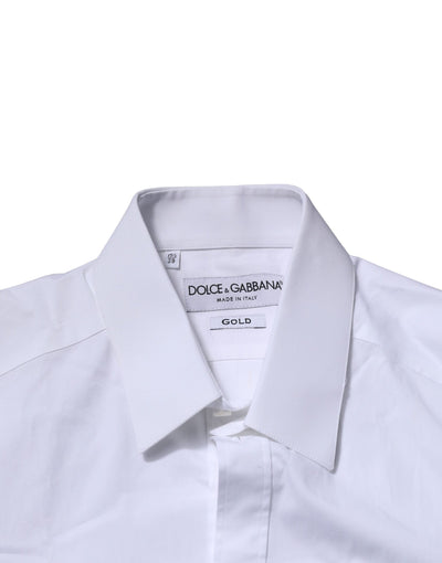 Dolce &amp; Gabbana Wit Katoenen GOUDEN Overhemd met Lange Mouwen
