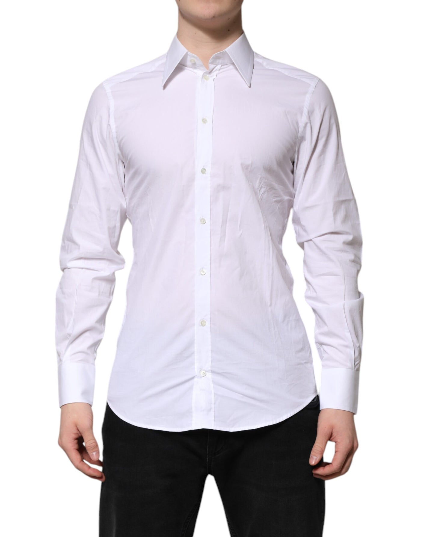 Dolce &amp; Gabbana Wit Katoenen GOUDEN Overhemd met Lange Mouwen