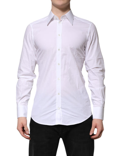 Dolce &amp; Gabbana Wit Katoenen GOUDEN Overhemd met Lange Mouwen