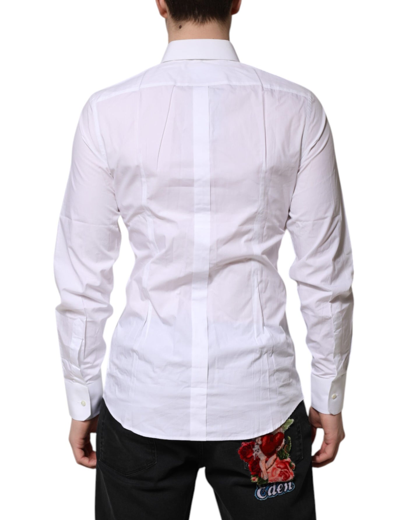 Dolce &amp; Gabbana Wit Katoenen GOUDEN Overhemd met Lange Mouwen