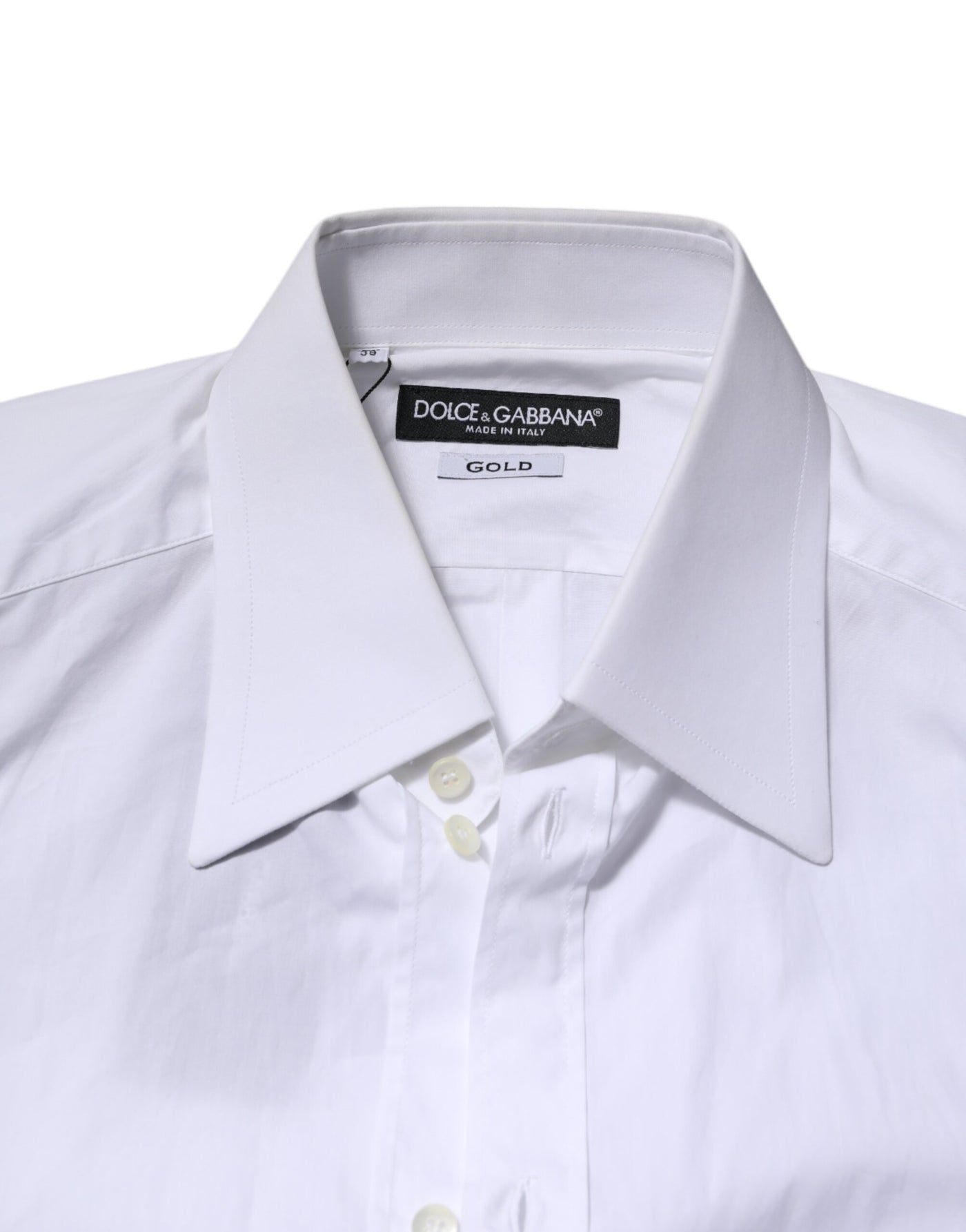 Dolce &amp; Gabbana Wit Katoenen GOUDEN Overhemd met Lange Mouwen