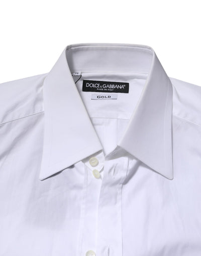 Dolce &amp; Gabbana Wit Katoenen GOUDEN Overhemd met Lange Mouwen