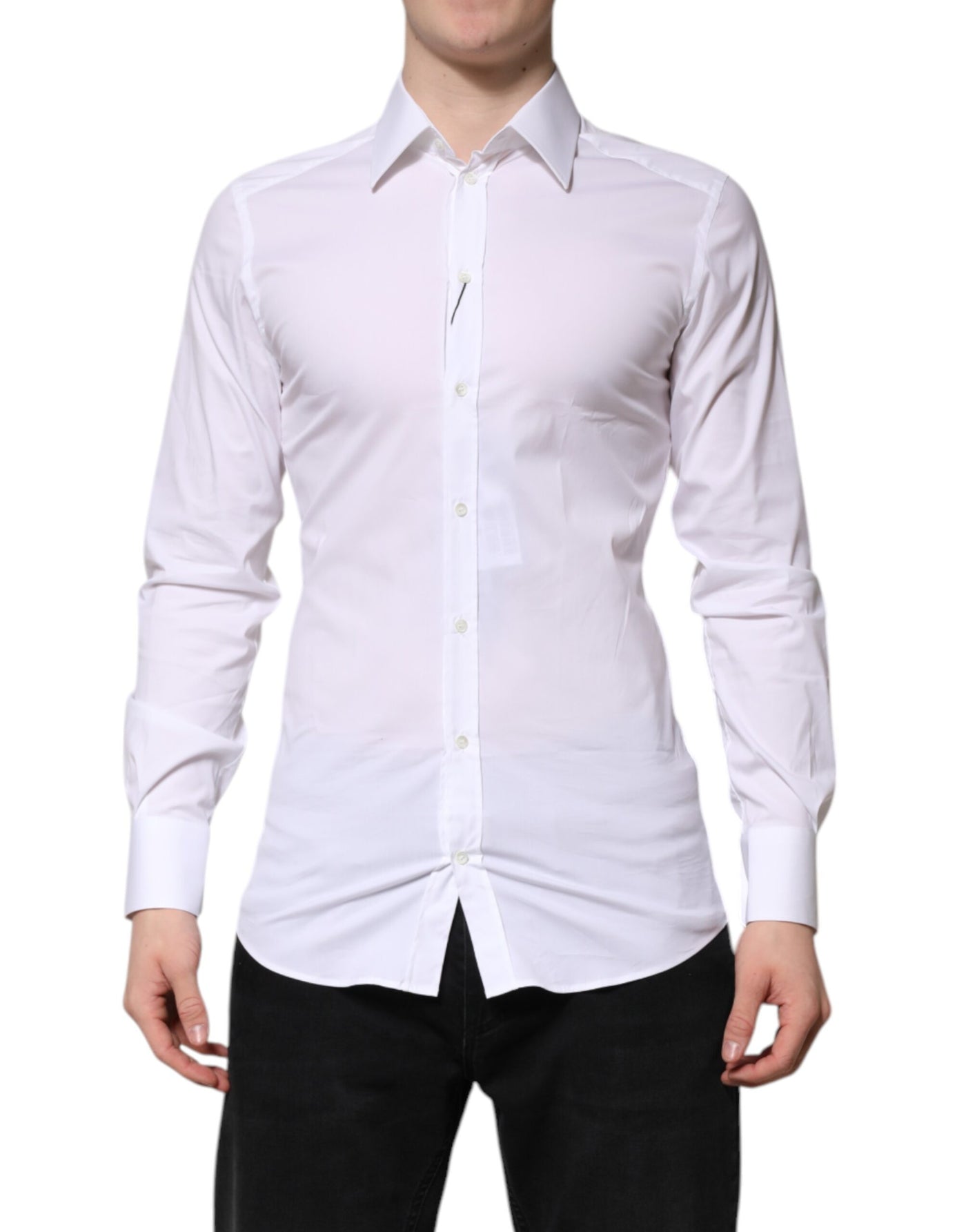 Dolce &amp; Gabbana Wit Katoenen GOUDEN Overhemd met Lange Mouwen