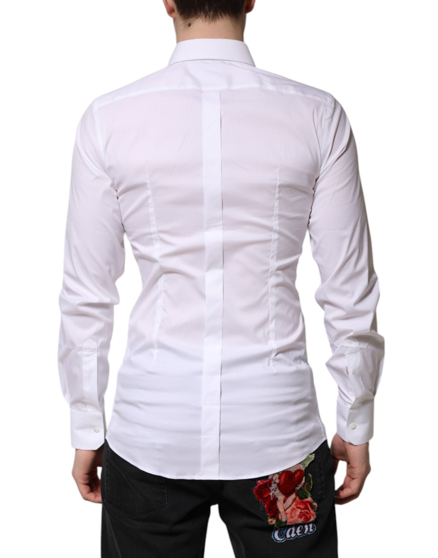 Dolce &amp; Gabbana Wit Katoenen GOUDEN Overhemd met Lange Mouwen