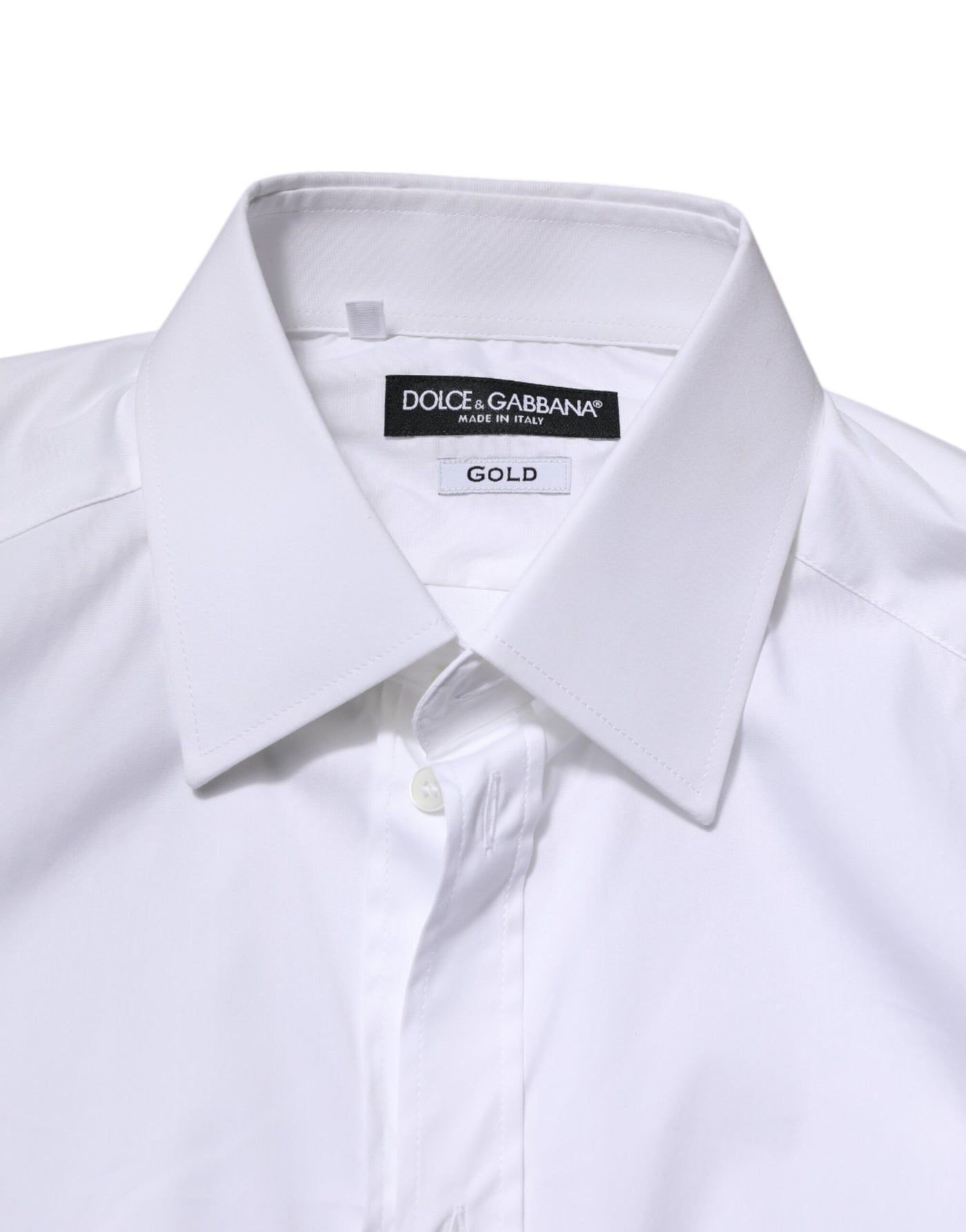 Dolce &amp; Gabbana Wit Katoenen GOUDEN Overhemd met Lange Mouwen
