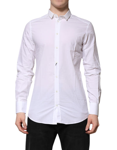 Chemise habillée à manches longues en coton blanc Dolce &amp; Gabbana