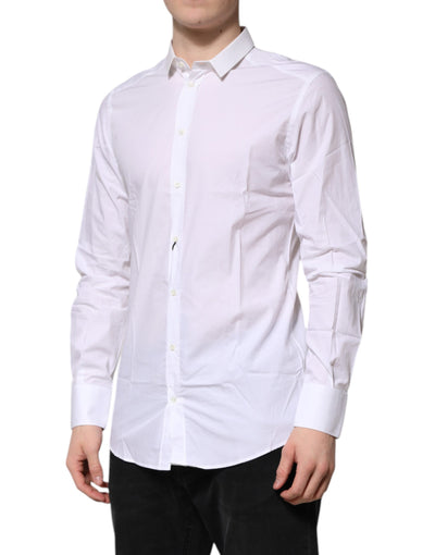 Chemise habillée à manches longues en coton blanc Dolce &amp; Gabbana