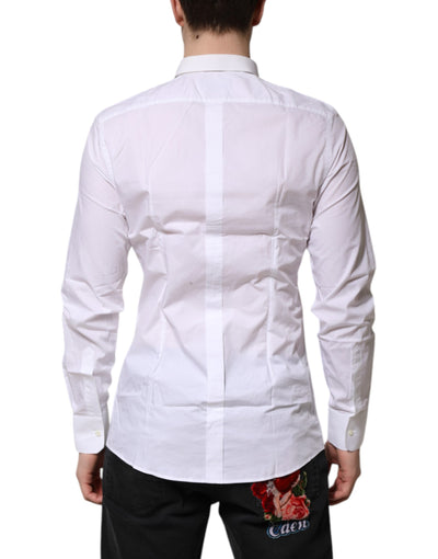 Chemise habillée à manches longues en coton blanc Dolce &amp; Gabbana