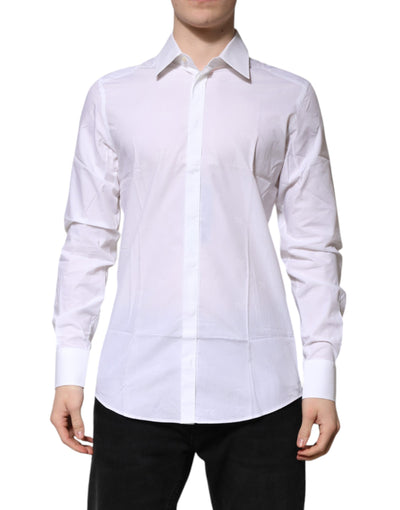 Chemise habillée à manches longues en coton blanc Dolce &amp; Gabbana