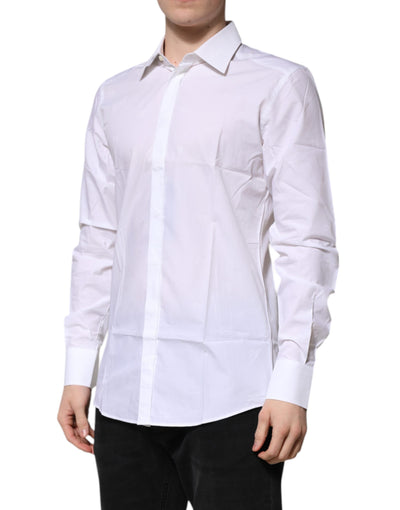 Chemise habillée à manches longues en coton blanc Dolce &amp; Gabbana