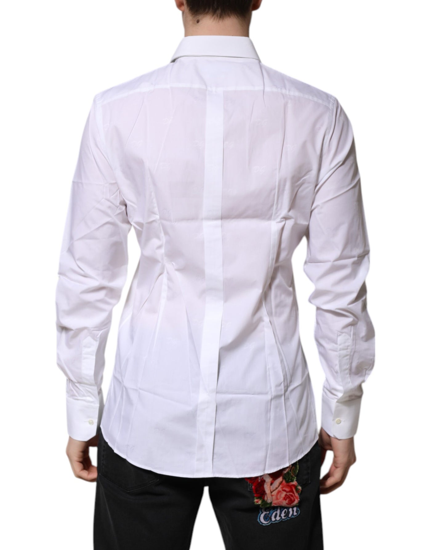 Chemise habillée à manches longues en coton blanc Dolce &amp; Gabbana