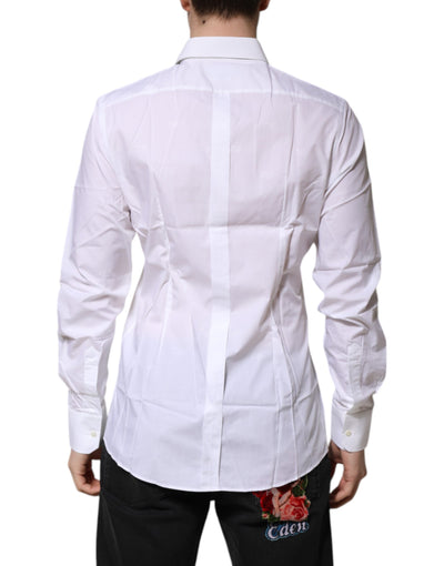 Chemise habillée à manches longues en coton blanc Dolce &amp; Gabbana