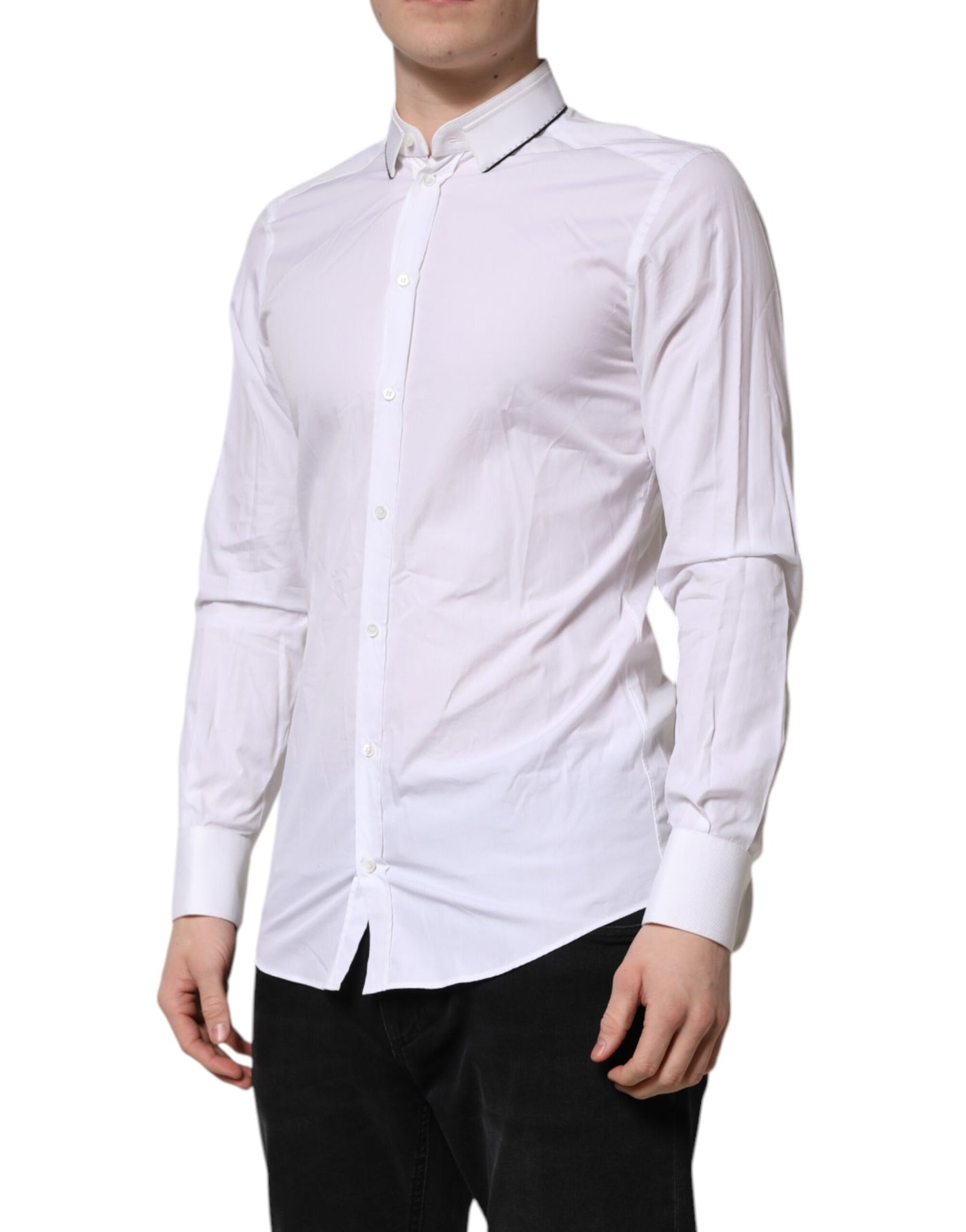Chemise habillée à manches longues en coton blanc Dolce &amp; Gabbana
