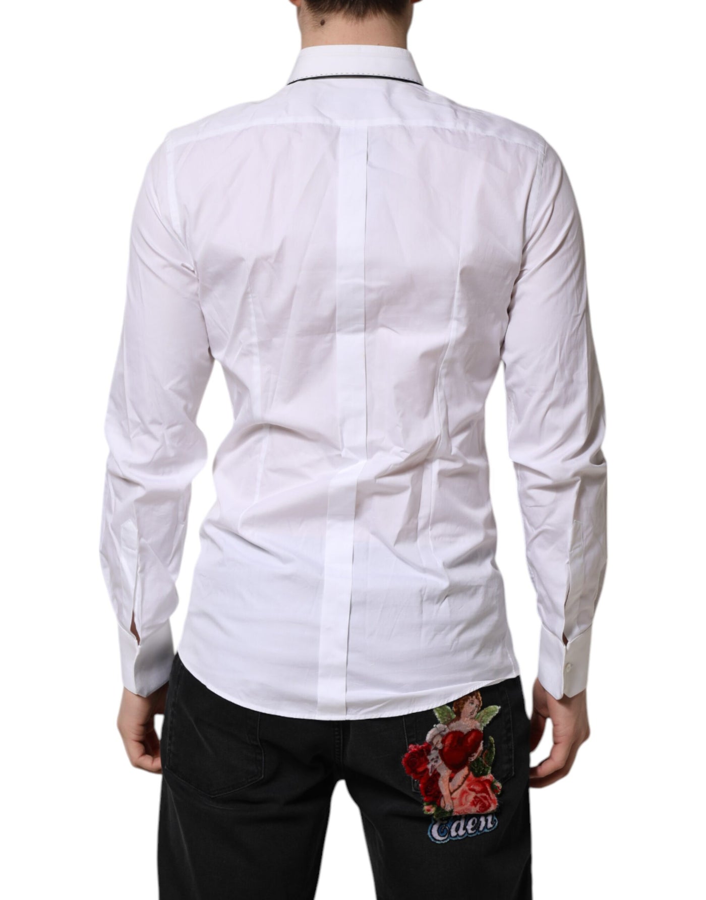 Chemise habillée à manches longues en coton blanc Dolce &amp; Gabbana