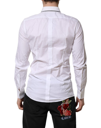 Chemise habillée à manches longues en coton blanc Dolce &amp; Gabbana