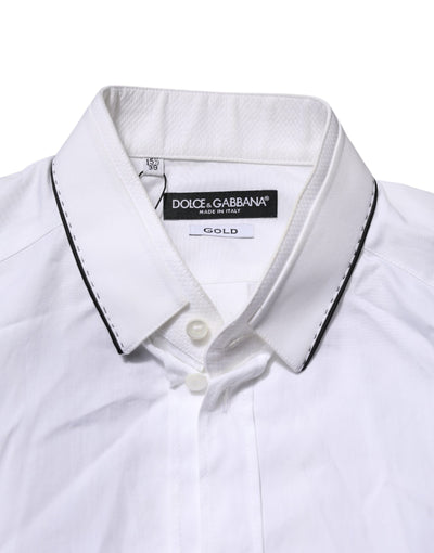 Chemise habillée à manches longues en coton blanc Dolce &amp; Gabbana