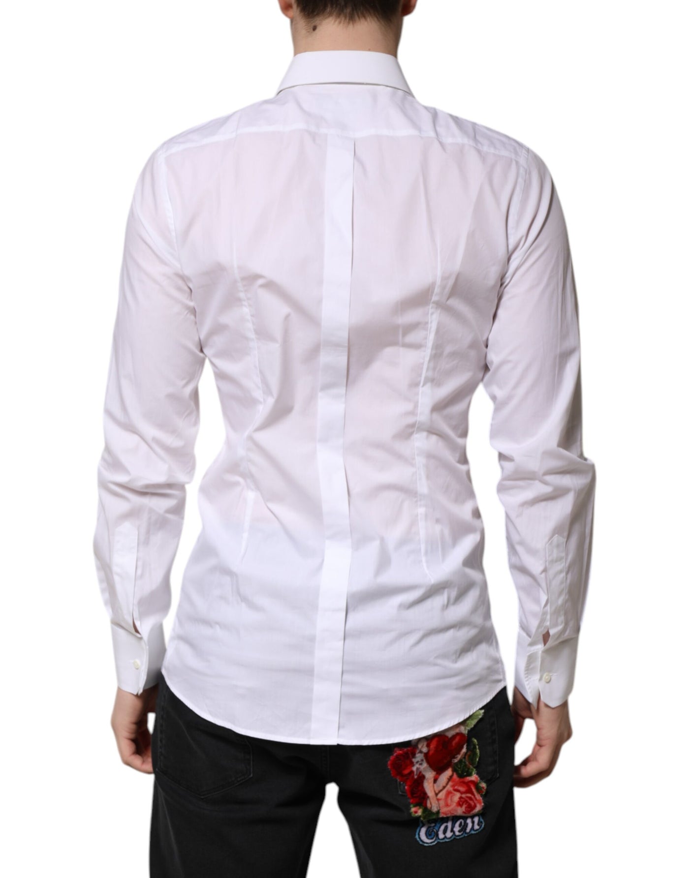 Dolce &amp; Gabbana Witgouden Lange Mouwen Jurk Heren Formeel Overhemd