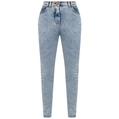 Balmain Blue Cotton Women's High-Waisted Jeans