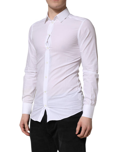 Chemise habillée à manches longues Dolce &amp; Gabbana White GOLD pour homme