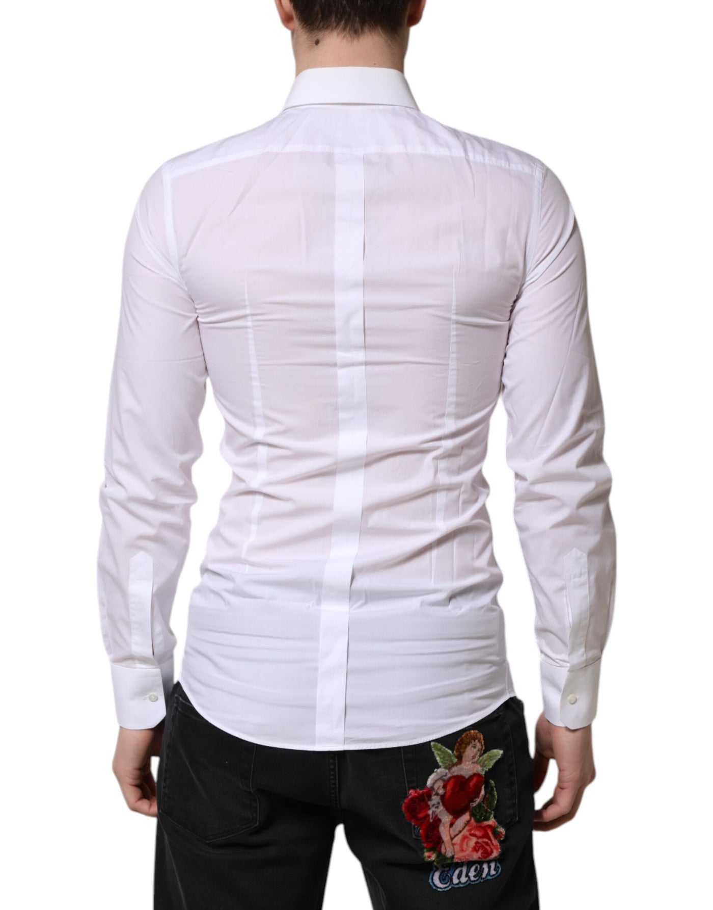 Chemise habillée à manches longues Dolce &amp; Gabbana White GOLD pour homme