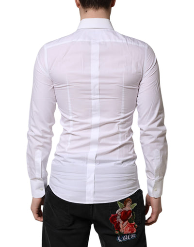 Chemise habillée à manches longues Dolce &amp; Gabbana White GOLD pour homme