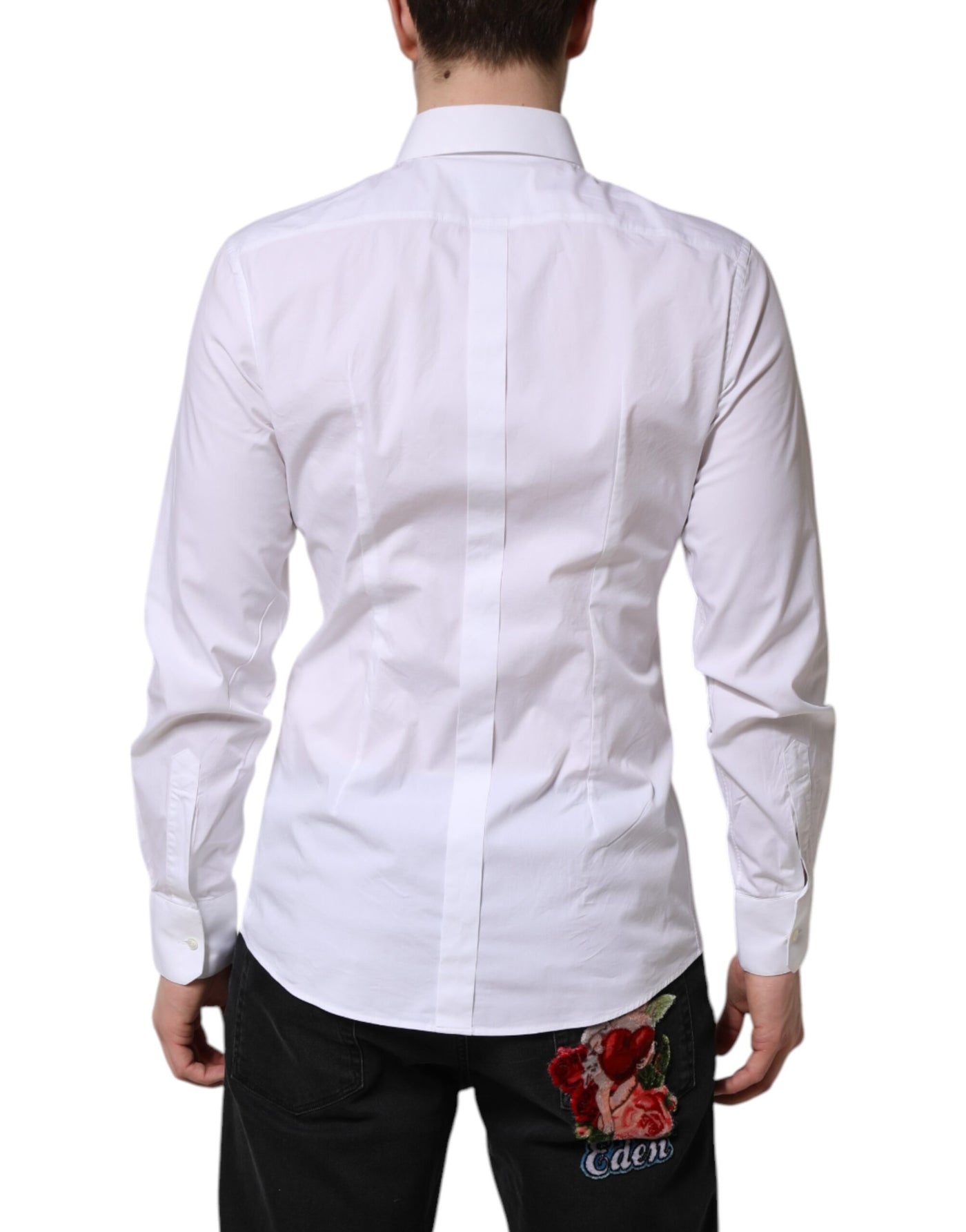 Dolce &amp; Gabbana Witgouden Katoenen Jurk Formeel Overhemd